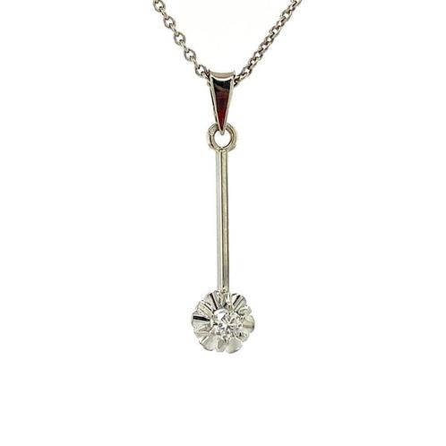 Witgouden hanger met diamant 14 krt, Sieraden, Tassen en Uiterlijk, Kettinghangers, Wit, Zo goed als nieuw, Goud, Verzenden