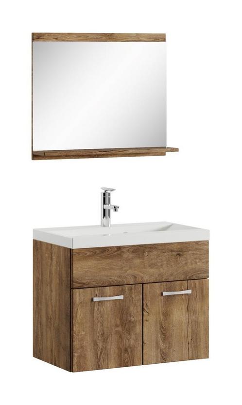 Badkamermeubel Montreal Set 02 60 x 35 cm Bruin Eiken, Huis en Inrichting, Badkamer | Badkamermeubels, Nieuw, Wastafelkast, Verzenden