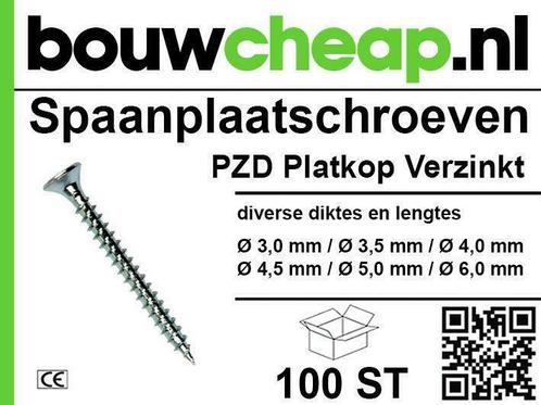 Spaanplaatschroef 100 st Pozidriv Platkop Verzinkt, Doe-het-zelf en Verbouw, IJzerwaren en Bevestigingsmiddelen, Verzenden