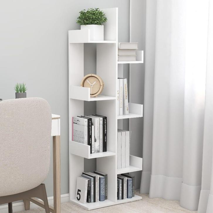 vidaXL Boekenkast 48x25,5x140 cm bewerkt hout wit, Huis en Inrichting, Kasten | Boekenkasten, 25 tot 50 cm, Nieuw, Overige houtsoorten