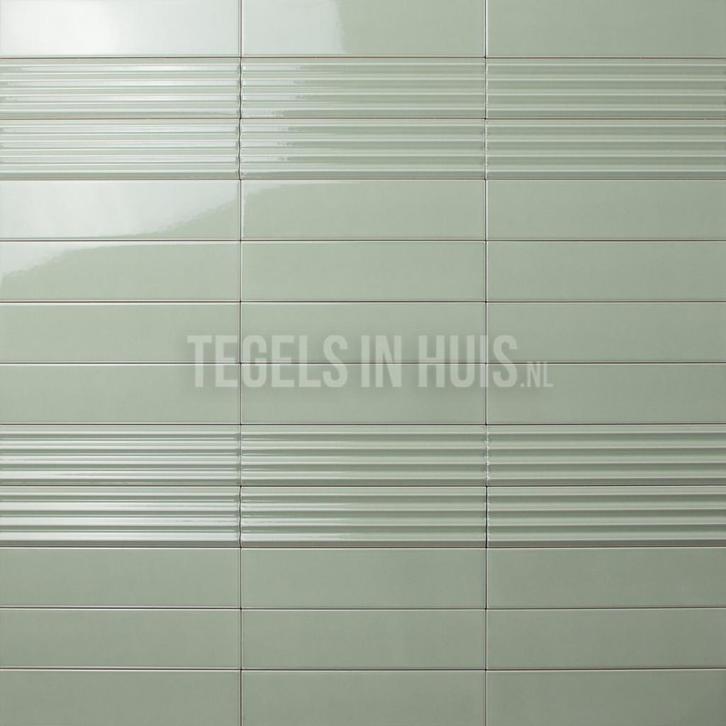 Wandtegel costa nova decor ribbel praia tansy groen glans, Doe-het-zelf en Verbouw, Tegels, Wandtegels, Nieuw, 10 m² of meer, Keramiek