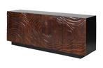 Massief dressoir FLUID 175cm Walnoot Bruin Acaciahout 3D, Huis en Inrichting, Kasten | Dressoirs, Ophalen of Verzenden, Nieuw