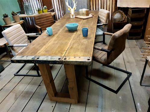 industriële houten tafel  eettafel met metalen onderstel, Huis en Inrichting, Tafels | Eettafels, 100 tot 150 cm, 200 cm of meer