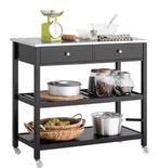 Zwarte Keukentrolley met RVS Blad – Lades & Planken, 100 cm, Huis en Inrichting, Verzenden, Nieuw
