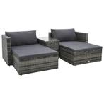 vidaXL 5-delige Loungeset met kussens poly rattan grijs, Tuin en Terras, 5 zitplaatsen, Nieuw, Loungeset, Verzenden