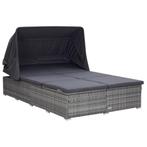 vidaXL Ligbed met kussen 2-persoons poly rattan grijs, Tuin en Terras, Verzenden, Nieuw