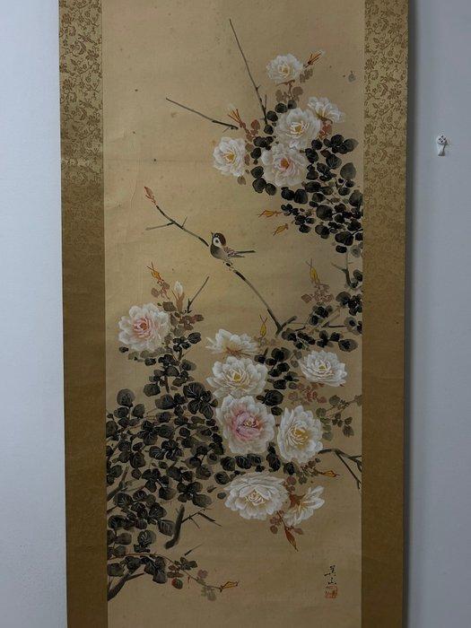 Mooie bloemen- en vogel schilderij - Zijde - Sasaki, Antiek en Kunst, Antiek | Overige Antiek
