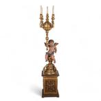 Putti sobre pedestal - 184 cm - Staande lamp - Hout, Antiek en Kunst