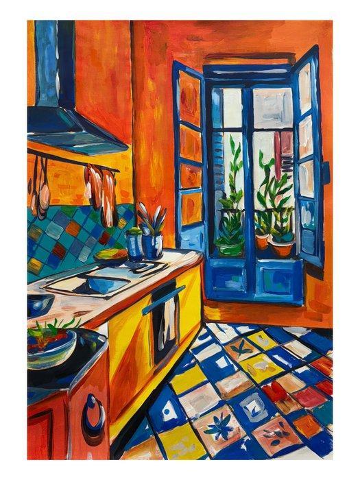 E. García (XX) - La cocina de la Abuela · XL, Antiek en Kunst, Kunst | Schilderijen | Modern