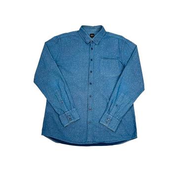 Vintage Hugo Boss Blue Printed Shirt maat M