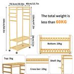 Rollend Bamboe Kledingrek – Open Kast met Stang en 4 Haken, Verzenden, Nieuw