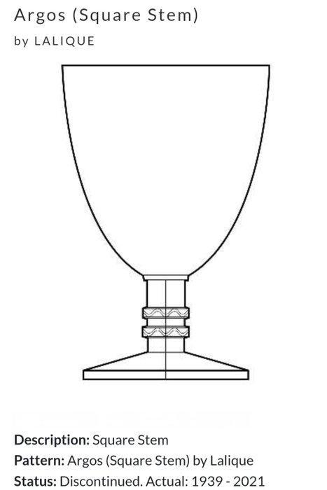 Lalique - Drinkservies (4) - Argos (Vierkantstam) - Kristal, Antiek en Kunst, Antiek | Meubels | Tafels