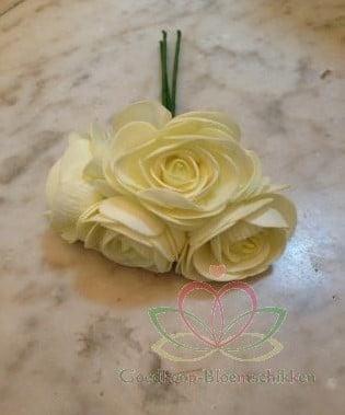 Ranonkels foam Creme Groen 6 cm bundel 5 stuks, Huis en Inrichting, Woonaccessoires | Kunstplanten en Kunstbloemen, Nieuw, Ophalen of Verzenden
