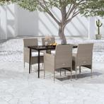 vidaXL 5-delige Tuinset met kussens beige en zwart, Tuin en Terras, Tuinsets en Loungesets, 4 zitplaatsen, Nieuw, Tuinset, Verzenden