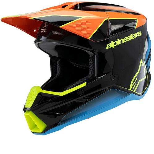 Alpinestars S-M3 Youth Fray Zwart Oranje Geel Fluo Offroad, Motoren, Kleding | Motorhelmen, Offroadhelm, Heren, L, Nieuw met kaartje