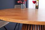 Ronde eettafel MAISON JADE 130cm massief acaciahouten voet, Ophalen of Verzenden, Nieuw