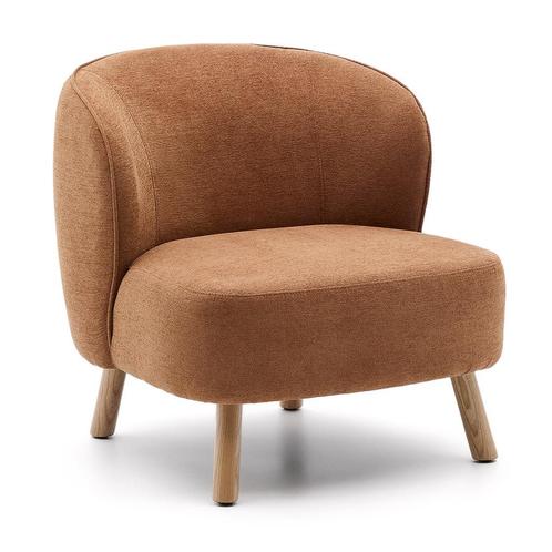 *WOONWINKEL* Kave Home Ulit Fauteuil Terra Chenille Met Hout, Huis en Inrichting, Fauteuils, Nieuw, Stof, Verzenden