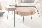 Ronde salontafel GOA 60cm massief acaciahout boomstam zwart, Huis en Inrichting, Tafels | Salontafels, Ophalen of Verzenden, Nieuw