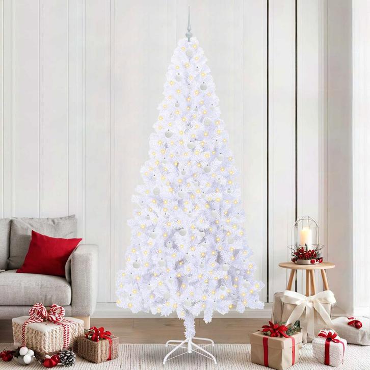 vidaXL Kunstkerstboom met 300 LED Wit 240 cm PVC en staal, Diversen, Kerst, Nieuw, Verzenden