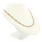 Bicolor gouden collier met meander patroon | 43 cm (witgoud), Sieraden, Tassen en Uiterlijk, Kettingen, Ophalen of Verzenden, Gebruikt