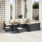 vidaXL 12-deligeTuinbankenset met kussens poly rattan acacia, Tuin en Terras, Verzenden, Nieuw, Rotan