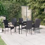 vidaXL 7-delige Tuinset zwart, 6 zitplaatsen, Nieuw, Tuinset, Verzenden