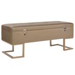 vidaXL Bankje met opbergvak 105 cm fluweel beige, Verzenden, Nieuw