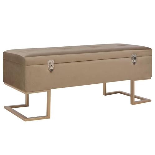 vidaXL Bankje met opbergvak 105 cm fluweel beige, Huis en Inrichting, Banken | Voetenbanken en Poefen, Nieuw, Verzenden