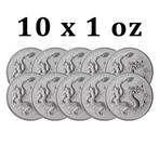 China. 10 x 2025 1 oz ¥10 CNY Chinese Silver Dragon Coin BU