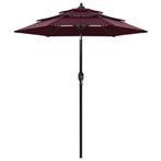 vidaXL Parasol 3-laags met aluminium paal 2 m bordeauxrood, Tuin en Terras, Verzenden, Nieuw, 2 tot 3 meter