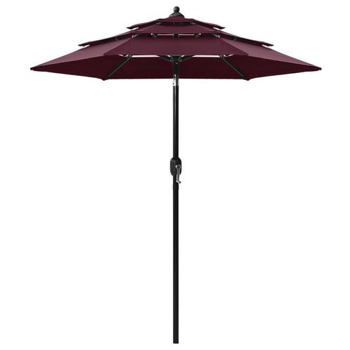 vidaXL Parasol 3-laags met aluminium paal 2 m bordeauxrood, Tuin en Terras, Parasols, Nieuw, 2 tot 3 meter, Verzenden