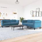 vidaXL 2-delige Loungeset fluweel blauw, Huis en Inrichting, Verzenden, Nieuw, Vierpersoons of meer, Stof