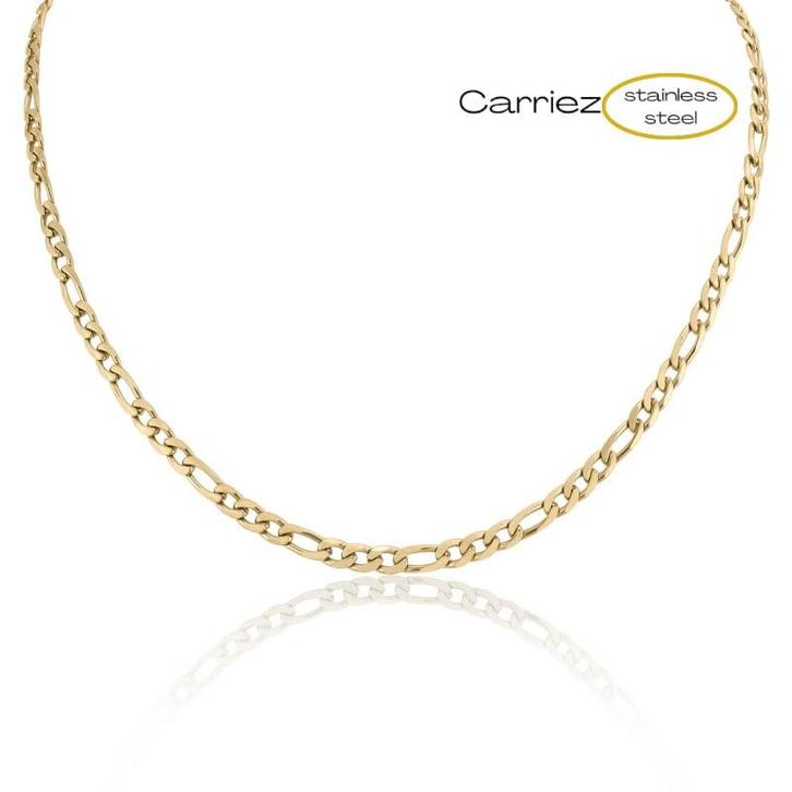 Gouden figaro ketting 3 mm - stainless steel, Sieraden, Tassen en Uiterlijk, Kettingen, Nieuw, Verzenden
