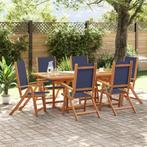 vidaXL 7-delige Tuinset massief acaciahout en textileen, Tuin en Terras, Tuinsets en Loungesets, 6 zitplaatsen, Nieuw, Tuinset