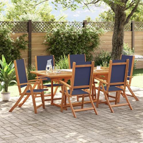 vidaXL 7-delige Tuinset massief acaciahout en textileen, Tuin en Terras, Tuinsets en Loungesets, Tuinset, Nieuw, 6 zitplaatsen