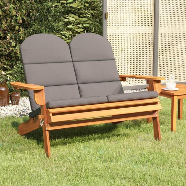 vidaXL Tuinbank Adirondack met kussens 126 cm massief, Tuin en Terras, Tuinbanken, Nieuw, Hout, Verzenden