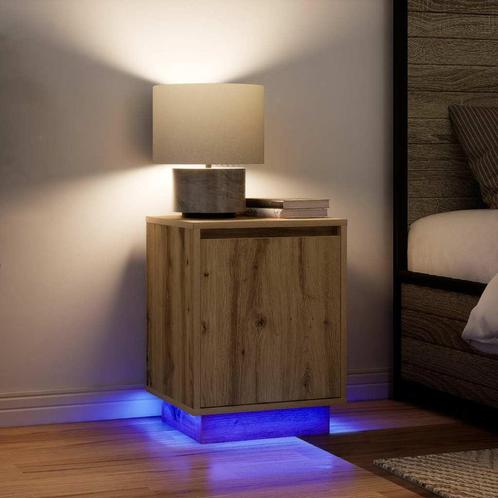 vidaXL Nachtkastjes met led-verlichting 2 st ambachtelijk, Huis en Inrichting, Slaapkamer | Nachtkastjes, Nieuw, Hout, Verzenden