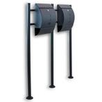 Vrijstaande Dubbele Brievenbus - Krantenvak - Donkergrijs, Tuin en Terras, Brievenbussen, Verzenden, Nieuw