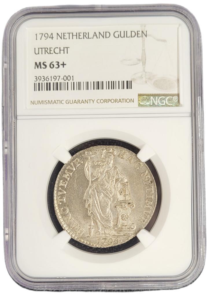 Provincie Utrecht 1 gulden 1794 generaliteits NGC, Postzegels en Munten, Munten | Nederland, Losse munt, 1 gulden, Zilver, Verzenden
