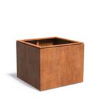 Cortenstaal plantenbak Domus 100x100x80cm - Met bodem, 100 cm of meer, Vierkant, Nieuw, Metaal