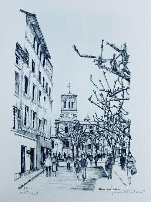 Signé; Jean Bontoux - Les Rues de Valence. Dessins à la, Antiek en Kunst, Antiek | Boeken en Bijbels
