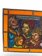 Antiek Glas-in-loodraam - Fire painted window - 48x37cm -