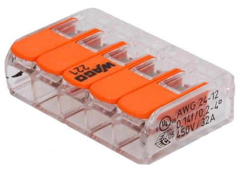 Wago verbindingsklem 5-VOUDIG 0,2-4 MM² - Doorvoerconnector, Doe-het-zelf en Verbouw, Elektra en Kabels, Overige typen, Nieuw