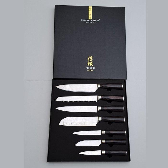 Shinrai - 7 Piece professional knives set - Stainless Steel, Antiek en Kunst, Antiek | Keukenbenodigdheden
