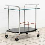 Vintage Chrome en Glazen Serveertrolley, Huis en Inrichting, Tafels | Bijzettafels, Ophalen, Nieuw