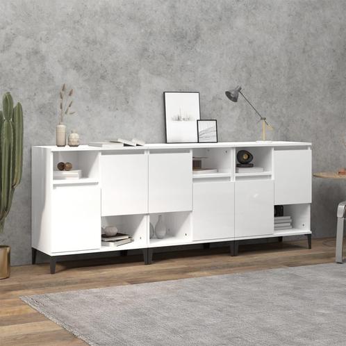 vidaXL Dressoirs 3 st 60x35x70 cm bewerkt hout hoogglans wit, Huis en Inrichting, Kasten | Dressoirs, 25 tot 50 cm, Nieuw, 50 tot 100 cm