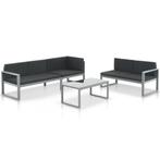 vidaXL 3-delige Loungeset met kussens aluminium zwart, Verzenden, 3 zitplaatsen, Loungeset, Nieuw