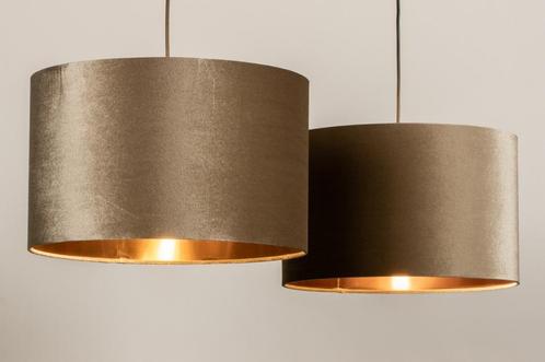 Rietveld Hanglampen - Zwart, Taupe, Koper - Stof, Metaal, Huis en Inrichting, Lampen | Hanglampen, Verzenden