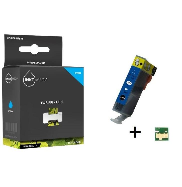 Geschikt Canon CLI-521C inktcartridge Cyaan MET CHIP, Computers en Software, Printerbenodigdheden, Cartridge, Nieuw