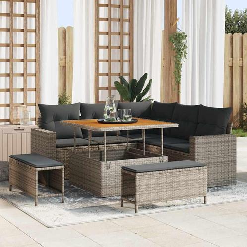 vidaXL Tuin Sofa Set 8 pcs Grijs poly rattan, Tuin en Terras, Tuinsets en Loungesets, Nieuw, Verzenden